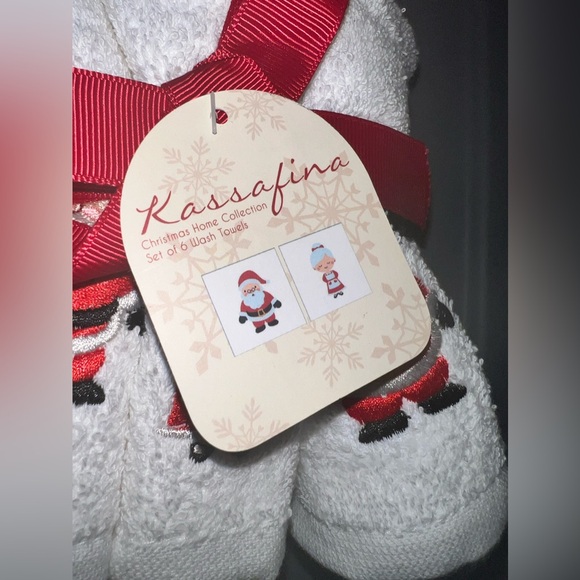KASSAFINA washcloth 6 pc HOME COLLECTION bath kitchen Santa Mrs Claus tiny towel - Picture 2 of 5